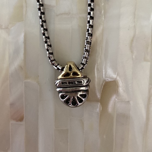 David Yurman acorn pendant encrusted with diamonds accented with 18k gold. - Picture 6 of 7